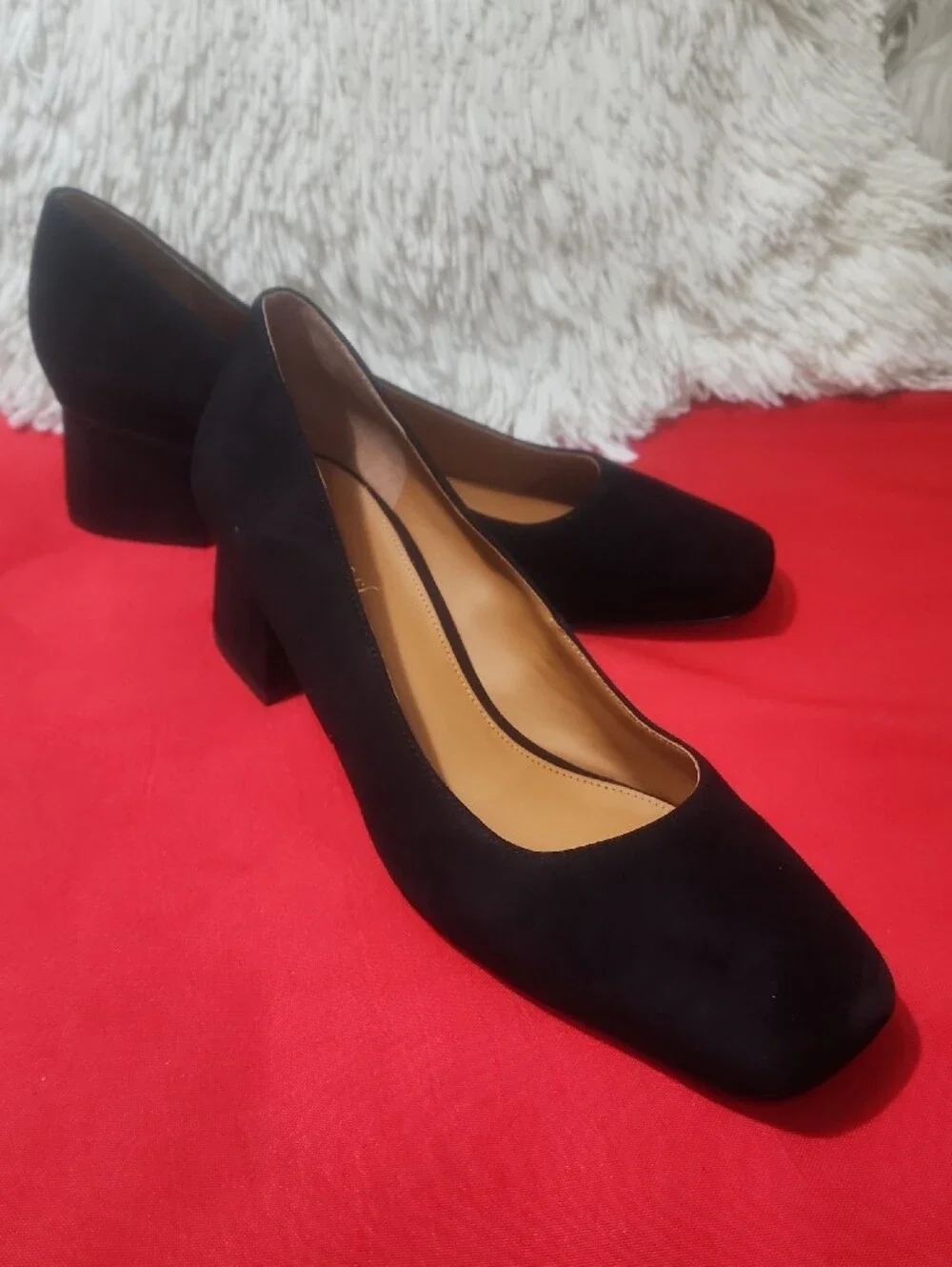 J. McLaughlin Cassey Black Suede Low Block Heel Pumps